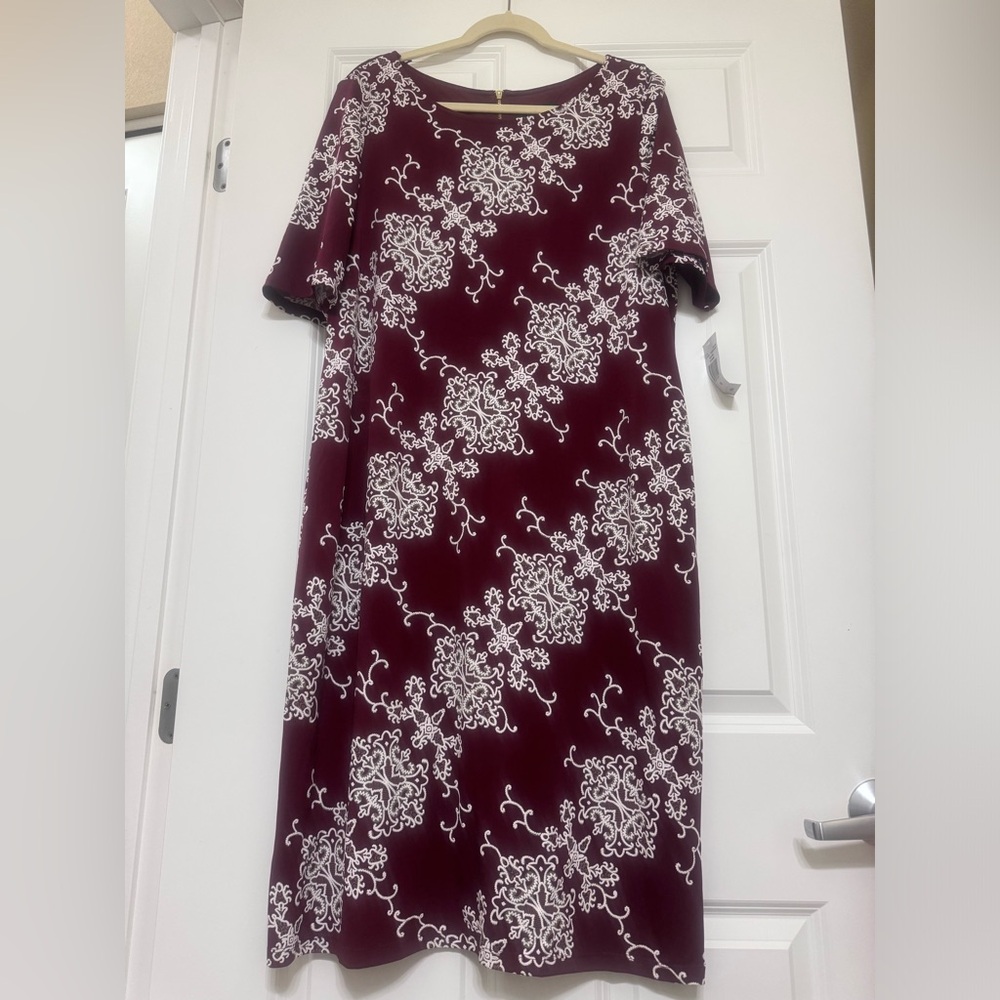 RN Studio Red and White Short Sleeve Midi Dress - Picture 1 of 3